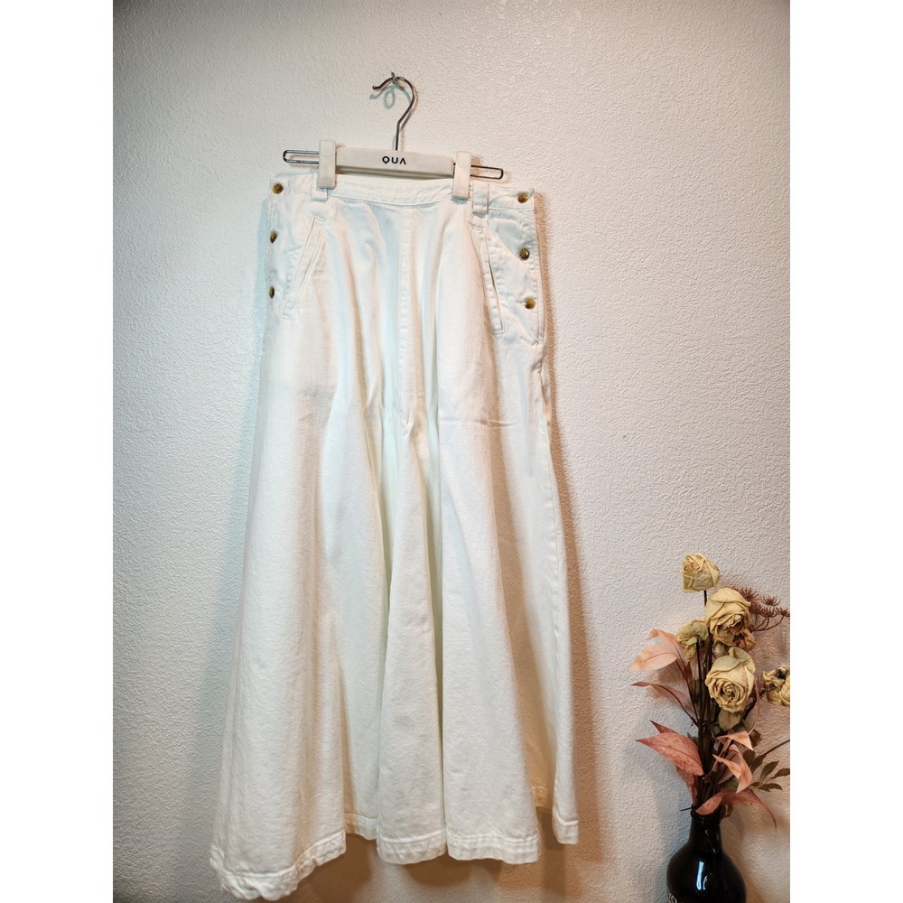 Free People Ivory 100% Cotton Side‎ Button Maxi Skirt Size 6 Boho country white